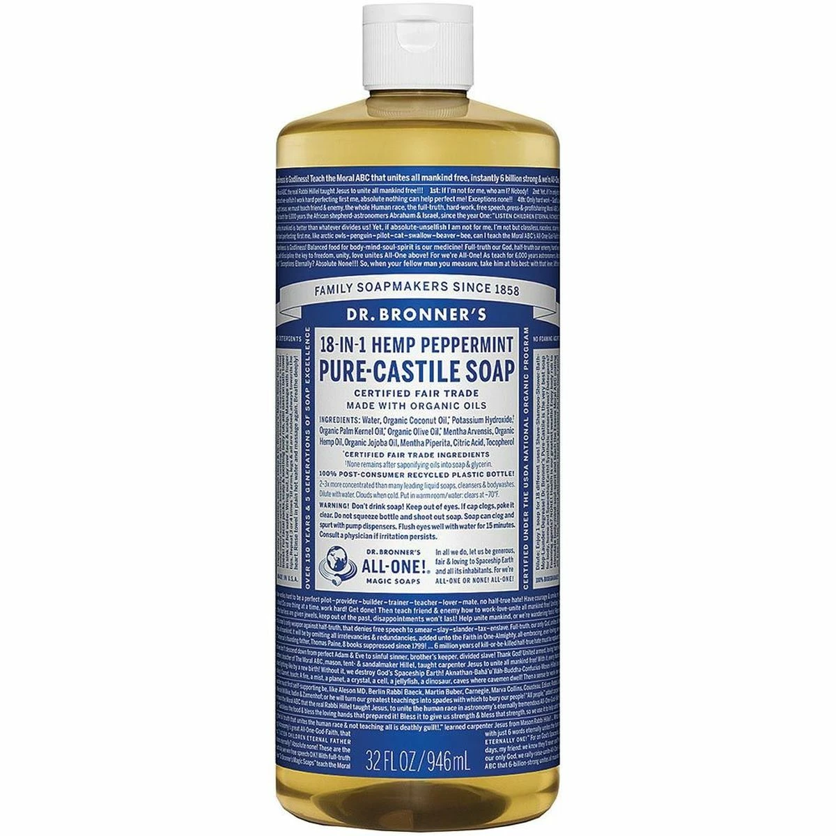 Dr. Bronner's Soap - Peppermint 4 Dr. Bronner's Soap - Peppermint - Image 4